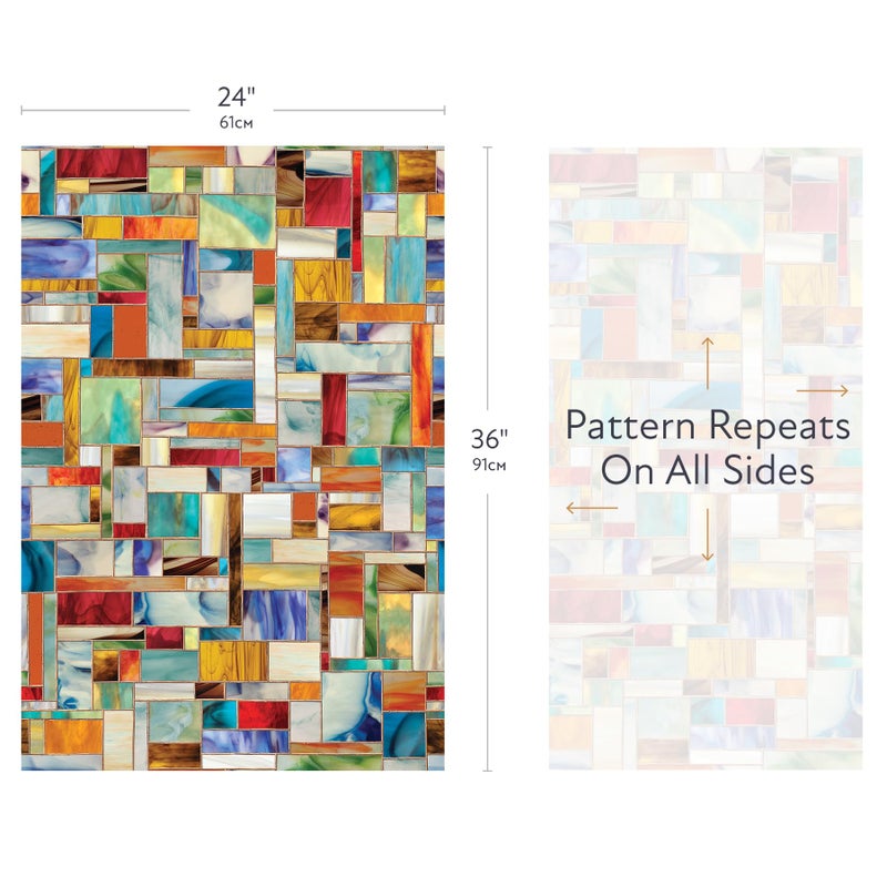 Artscape فيلم نافذة الخصوصية من آرتسكيب مونتاج | بنمط ملون زاهي | غير لاصق وحماية من الأشعة فوق البنفسجية | سهل التطبيق وقابل للإزالة | 24 × 36 بوصة | صنع في الولايات المتحدة - Image 3